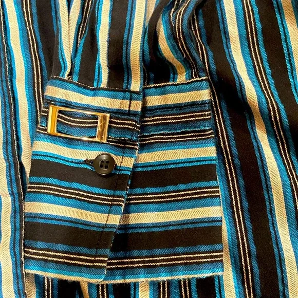 Alfani Women’s Blue Striped Shirt - Picture 4 of 5